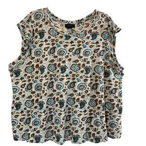 RACHEL Rachel‎ Roy XL Sleeveless Top Blue Brown Floral Print Tank Plus Size